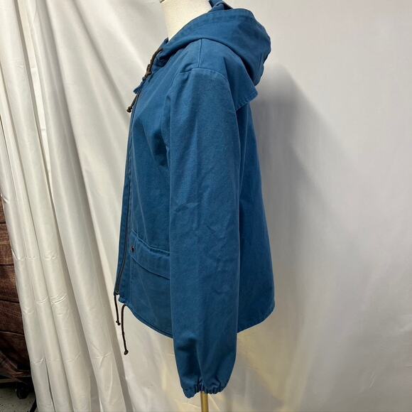 Trovata Womens Gully Coat Hooded Blue Medium 100% Cotton Pockets‎ Spring Classic - Picture 8 of 14